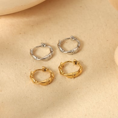 1 paire de boucles d&#39;oreilles créoles torsadées exquises et simples en acier inoxydable plaqué or 18 carats pour bijoux pour femmes à porter au quotidien h5 Image5