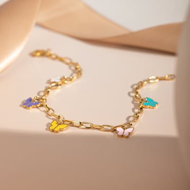 European and American cross-border ins style summer fashion temperament 16k gold stainless steel color oil drop butterfly anklet jewelry wholesale h5 Picture6