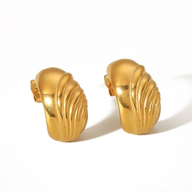 1 Paar einfache, klassische geometrische, breite C-förmige Ohrringe aus 18 Karat Gold-Edelstahl für Damenschmuck zum täglichen Tragen h5 Bild5