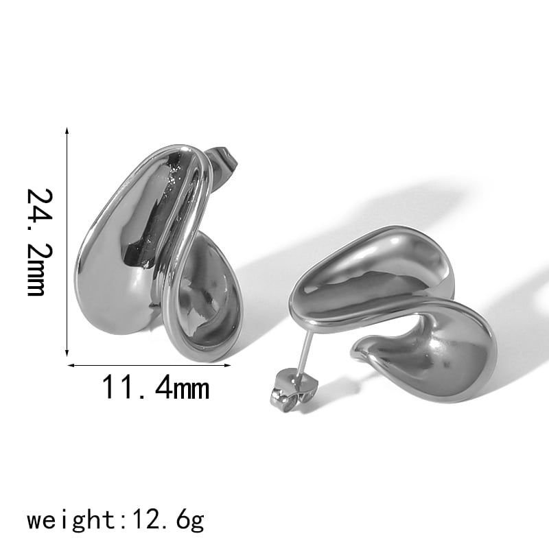1 pair of stylish 18K gold plated stainless steel irregular curved earrings for ladies daily wear Picture6