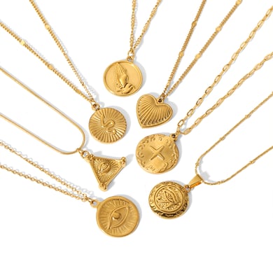 1 piece of simple and stylish 18k gold-plated stainless steel geometric triangle heart-shaped pendant necklace for women's jewelry for daily wear h5 Picture3