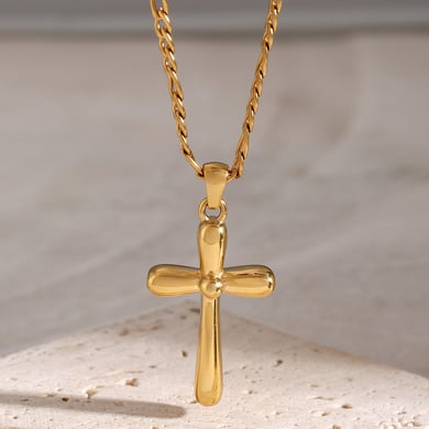 Europäische und amerikanische 18 Karat Gold Edelstahl Kreuz Halskette Nische High-End einfache Kreuz Titan Stahl Halskette h5 Bild6