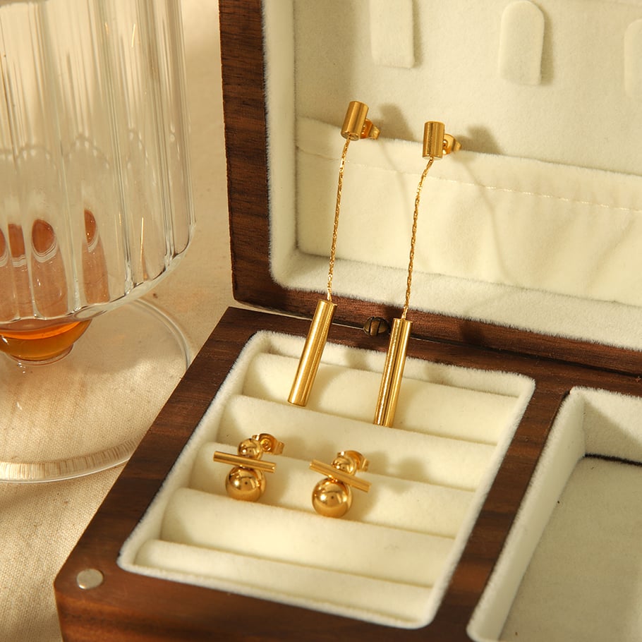 1 pair of classic fashion 18k gold-plated stainless steel geometric earrings for women for daily wear Picture5