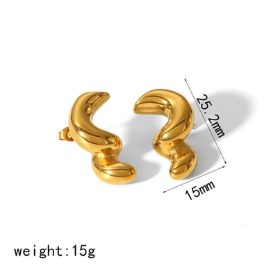 1 pair of classic 18k gold-plated stainless steel irregular geometric spiral earrings for women's daily wear h5 Picture7