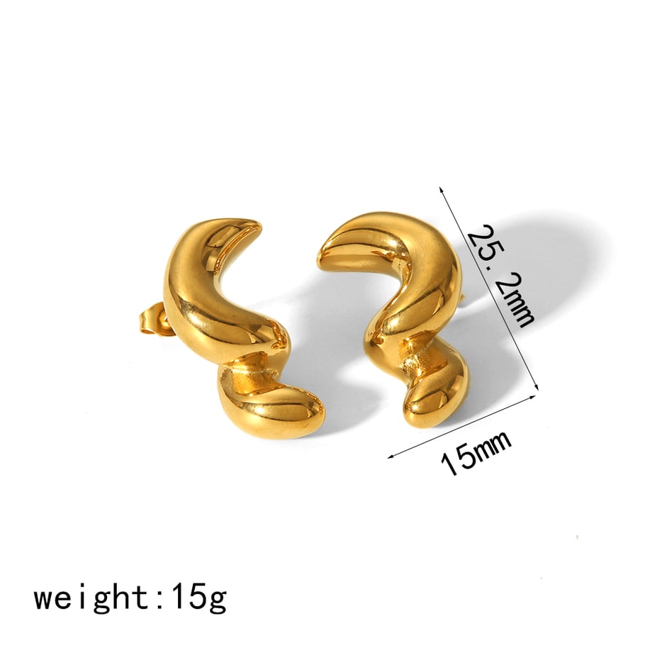 1 pair of classic 18k gold-plated stainless steel irregular geometric spiral earrings for women's daily wear Picture7