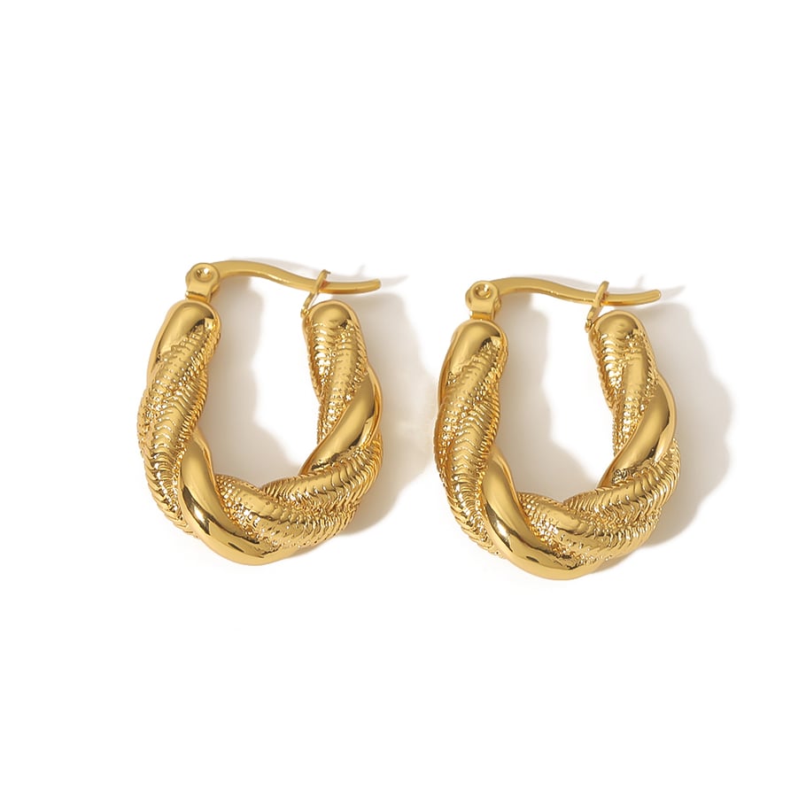 1 Paar klassisch-modische, geometrische Ohrringe aus 18 Karat vergoldetem Edelstahl mit Twist-Casting als Damenschmuck für den Alltag Bild5