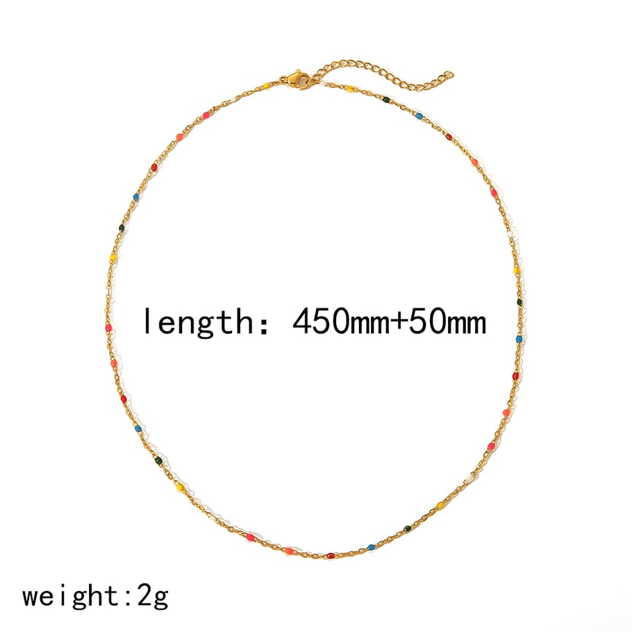 1 pièce de collier de clavicule en acier inoxydable plaqué or 18 carats à la mode avec des perles colorées pour femmes à porter au quotidien Image5