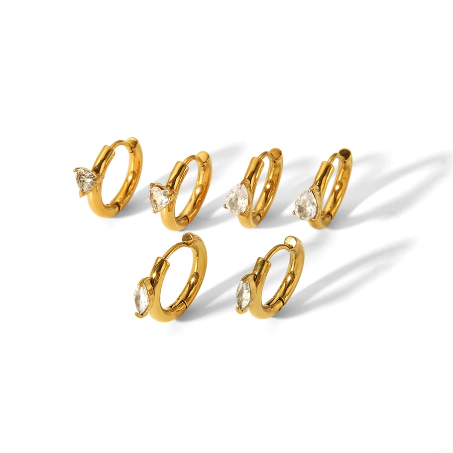 1 pair of simple and fashionable 18k gold-plated stainless steel love water drop zircon earrings for women for daily wear Picture5