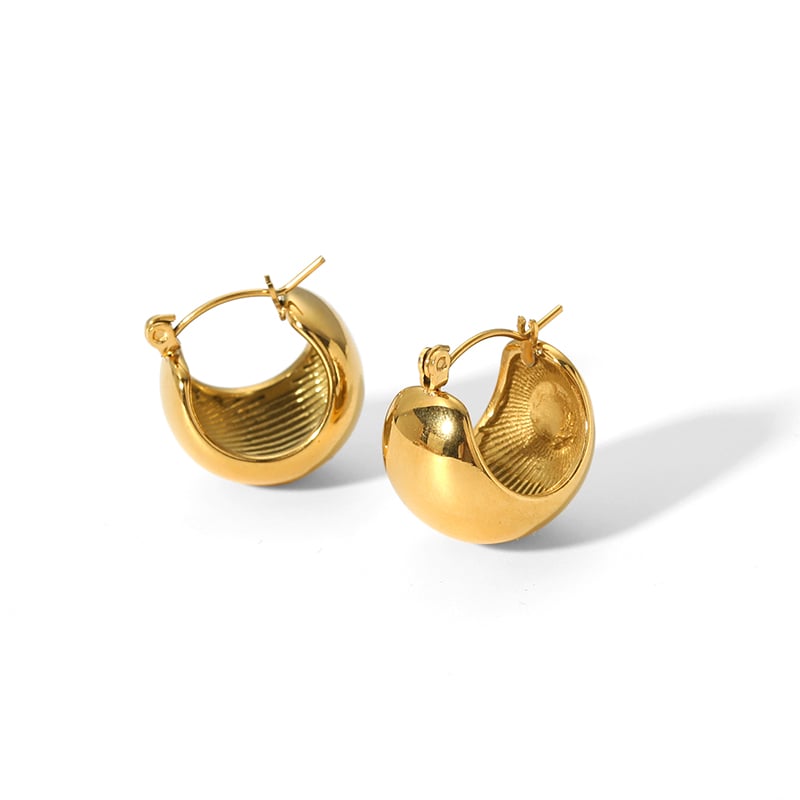 1 pair of simple classic 18k gold-plated stainless steel polished spherical earrings for women's jewelry for daily wear Picture4