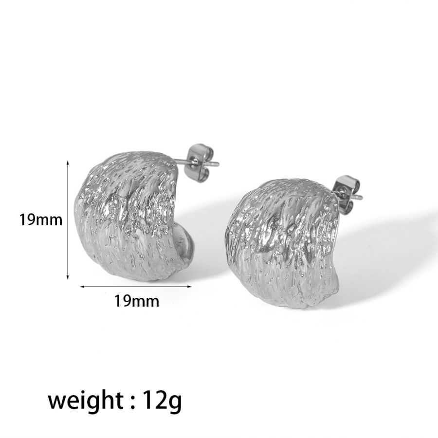 1 pair of creative and fashionable 18k gold-plated stainless steel irregular geometric texture spherical earrings for women's jewelry for daily wear Picture6