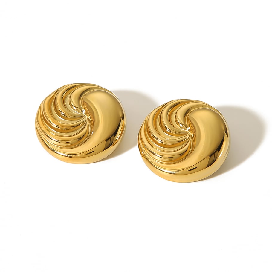 1 Paar Simple Series Tägliche geometrische Edelstahl 18 Karat vergoldete Damen-Ohrstecker Bild6