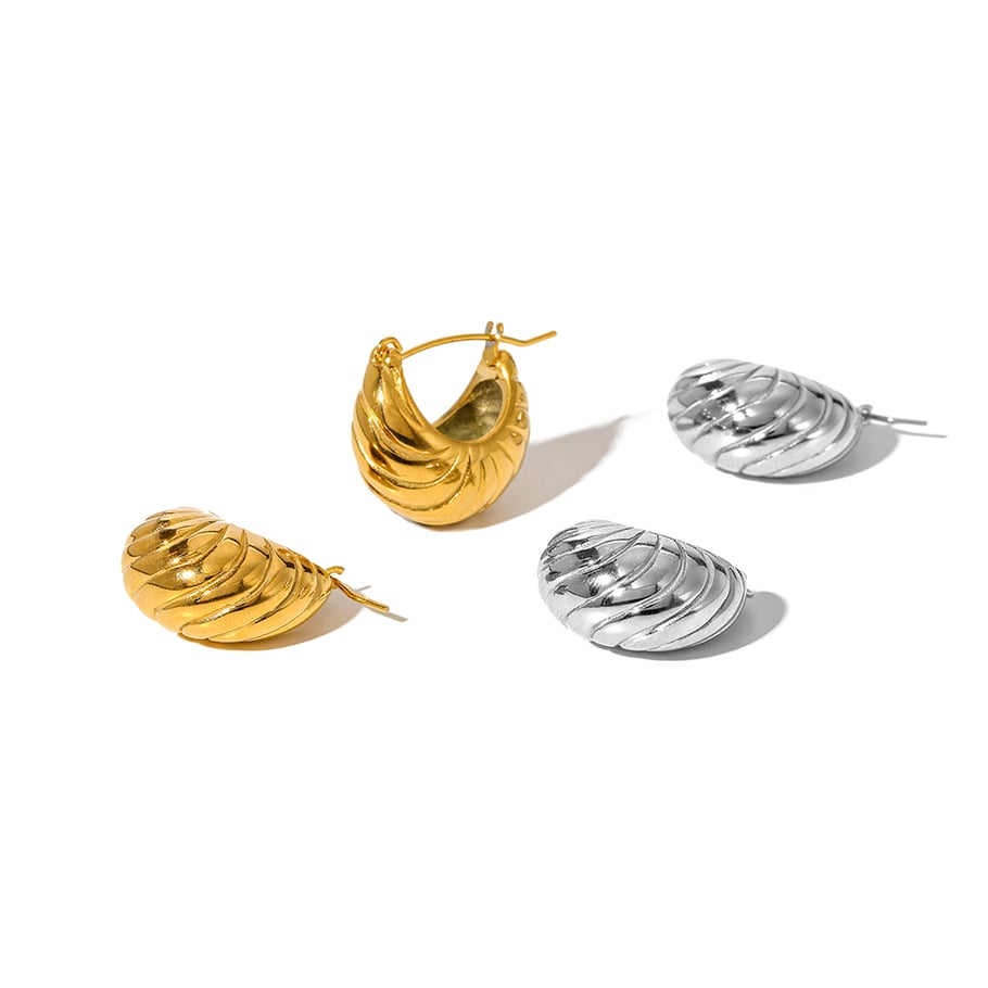 1 pair of classic 18k gold plated stainless steel thread hoop earrings for women for daily wear Picture3