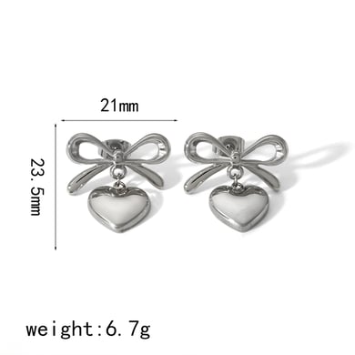 1 Paar kreative und modische Ohrringe mit Schleifenanhänger aus 18 Karat vergoldetem Edelstahl, farblich passend für Damenschmuck zum täglichen Tragen h5 Bild7