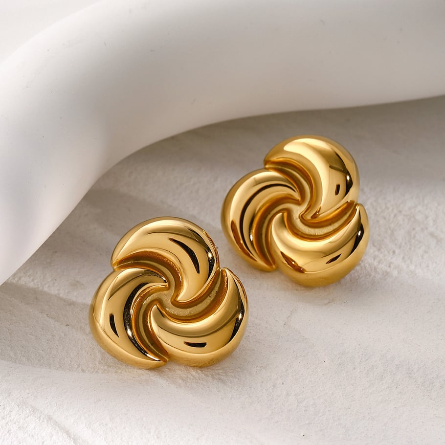 Ins Internet celebrity same style 18k gold stainless steel rotating half-moon earrings European and American cross-border fashion simple titanium steel earrings Picture5