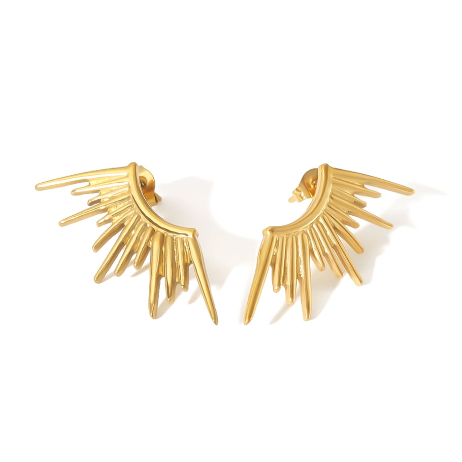 1 pair of creative and fashionable 18k gold-plated stainless steel irregular sun earrings for women for daily wear Picture6