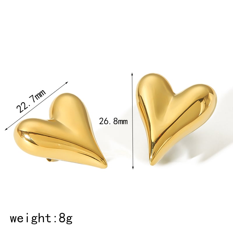 1 pair of simple 18K gold-plated stainless steel heart-shaped earrings for women's daily jewelry Picture5