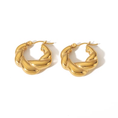1 pair of simple classic 18k gold-plated stainless steel geometric twist earrings casting earrings women's jewelry daily distribution h5 Picture4