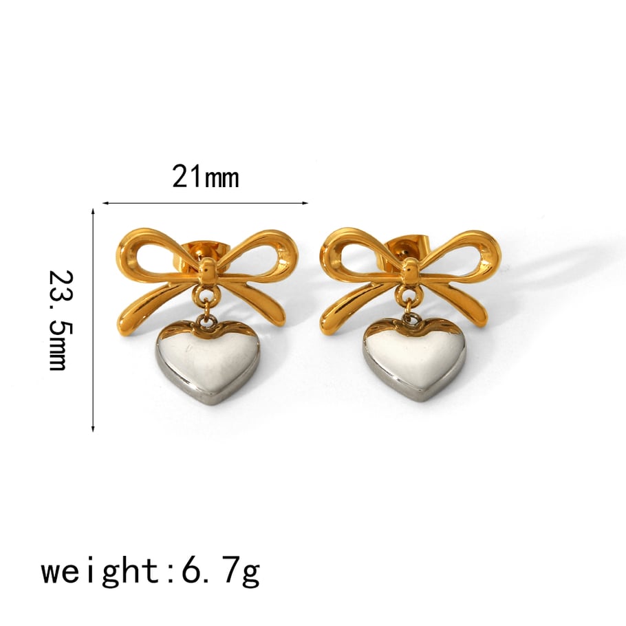 1 Paar kreative und modische Ohrringe mit Schleifenanhänger aus 18 Karat vergoldetem Edelstahl, farblich passend für Damenschmuck zum täglichen Tragen Bild6