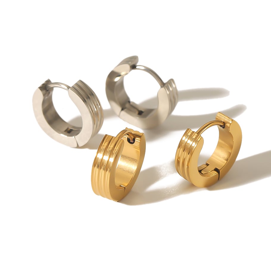 1 pair of simple classic 18k gold plated stainless steel geometric hoop earrings for women jewelry daily wear Picture3
