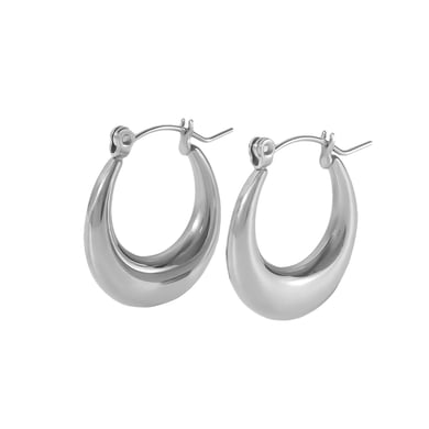 1 paio di orecchini classici alla moda in acciaio inossidabile placcato oro 18k, lucidi e solidi, per le donne, da indossare ogni giorno h5 Immagine7
