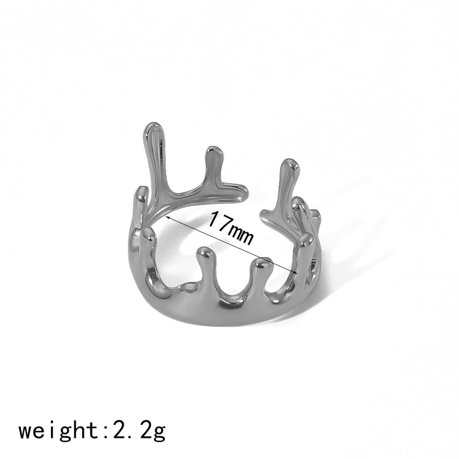 1 piece of simple and fashionable 18k gold-plated stainless steel irregular geometric open ring suitable for women's daily wear Picture7