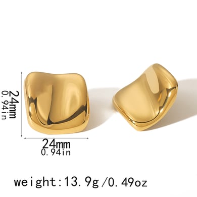 1 pair of simple classic 18k gold-plated stainless steel irregular arc square earrings for women's jewelry for daily wear h5 Picture6
