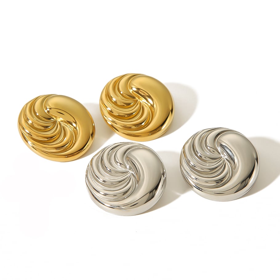 1 Paar Simple Series Tägliche geometrische Edelstahl 18 Karat vergoldete Damen-Ohrstecker Bild5