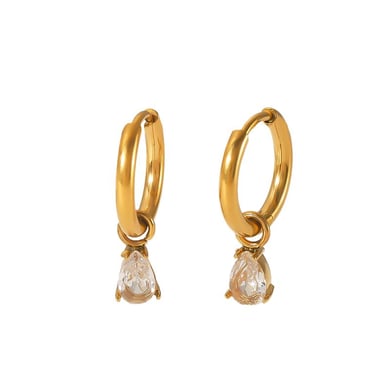 1 pair of exquisite and fashionable 18k gold-plated stainless steel geometric rectangular zircon pendant earrings for women's jewelry for daily wear h5 Picture7