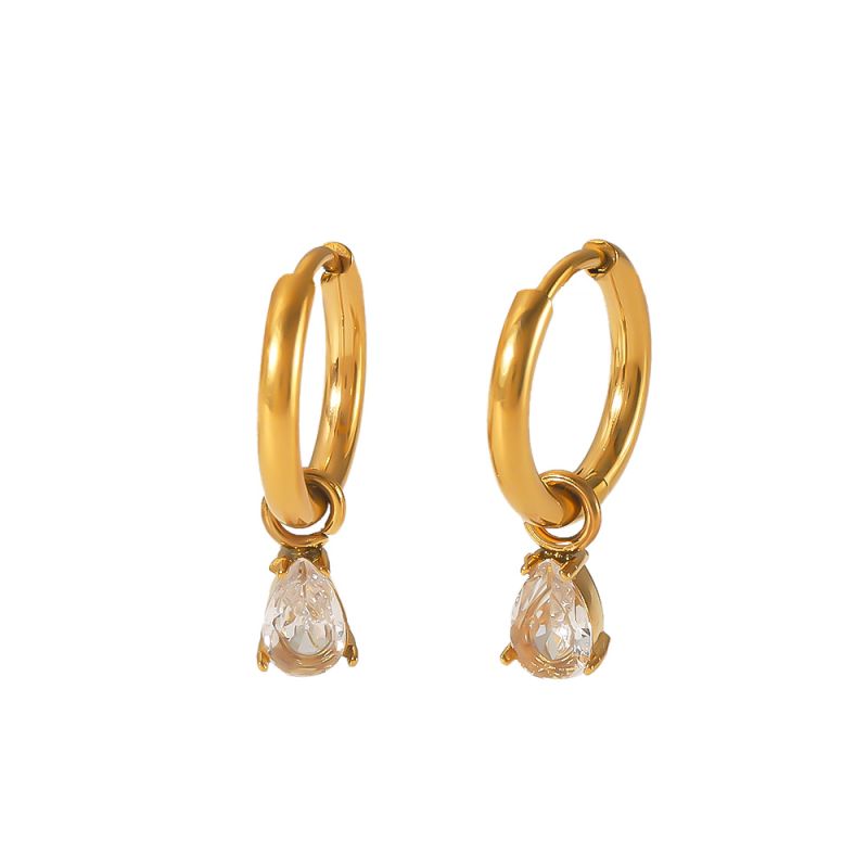 1 pair of exquisite and fashionable 18k gold-plated stainless steel geometric rectangular zircon pendant earrings for women's jewelry for daily wear Picture7