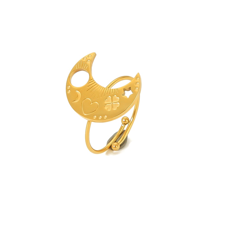 1 piece of classic fashion 18k gold-plated stainless steel butterfly love heart-shaped adjustable ring for women's jewelry for daily wear Picture6