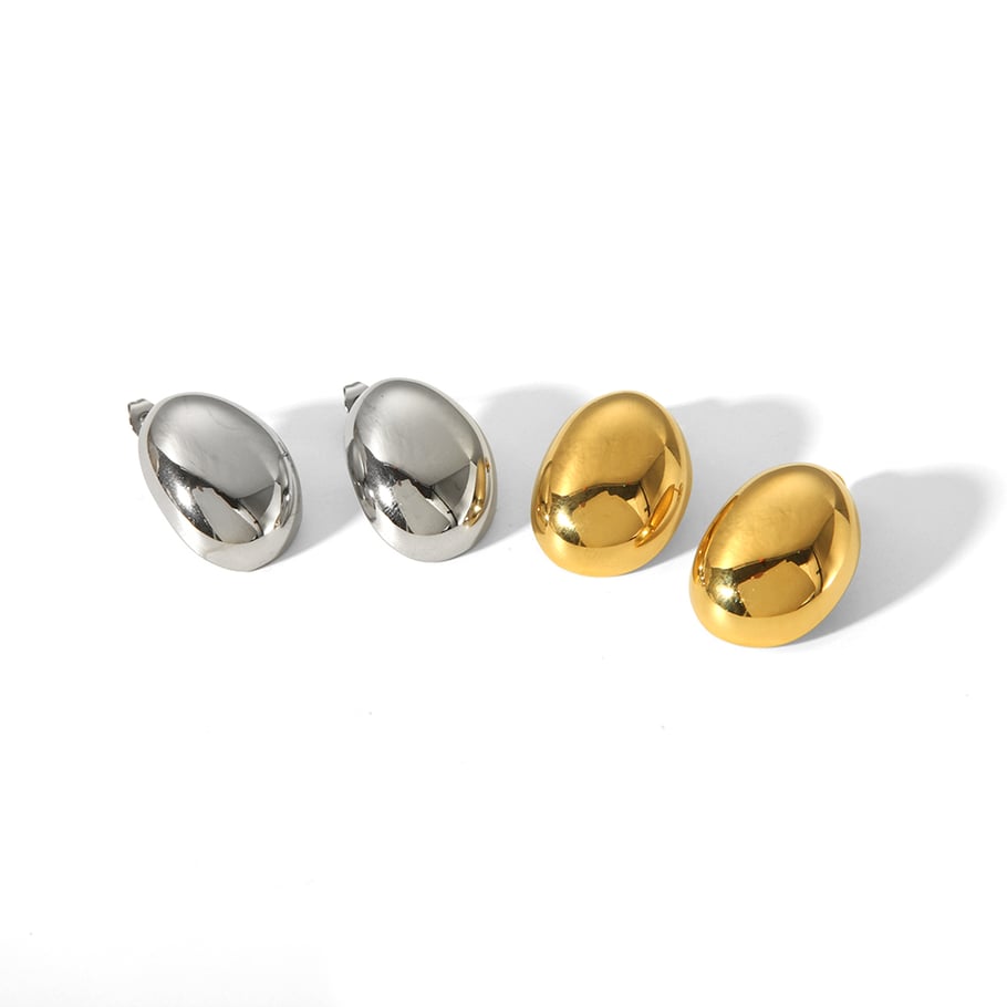1 pair of classic high quality 18k stainless steel polished oval earrings women jewelry daily wear Picture5