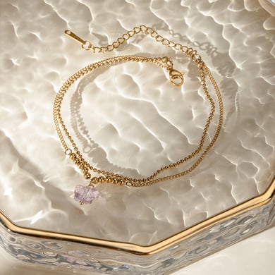 European and American cross-border ins style summer fashion temperament 16k gold stainless steel color oil drop butterfly anklet jewelry wholesale h5 Picture7