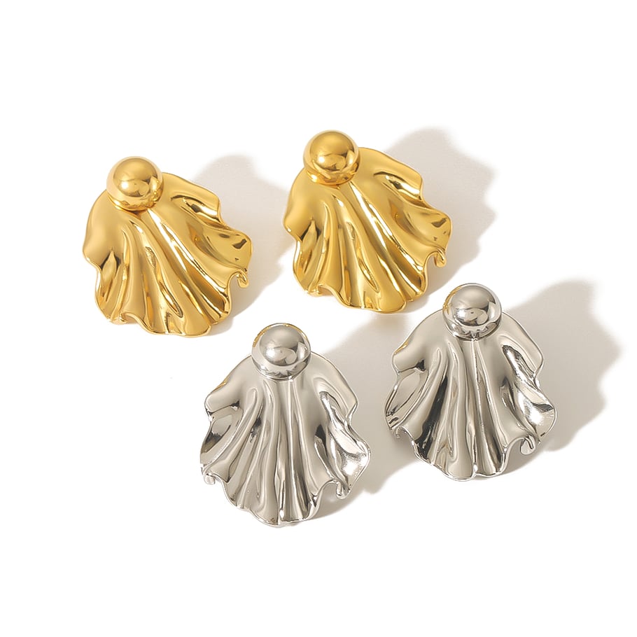 1 Paar personalisierte, modische, unregelmäßige, fächerförmige Ohrringe aus 18 Karat vergoldetem Edelstahl für Damenschmuck zum täglichen Tragen Bild5