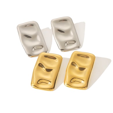 1 Paar personalisierte, modische, rechteckige, plissierte Ohrringe aus 18 Karat vergoldetem Edelstahl für Damenschmuck zum täglichen Tragen h5 Bild5