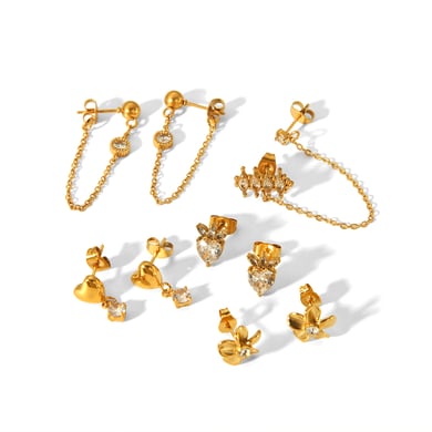 1 pair of exquisite and fashionable 18k gold-plated stainless steel flower heart earrings for women for daily wear h5 Picture5