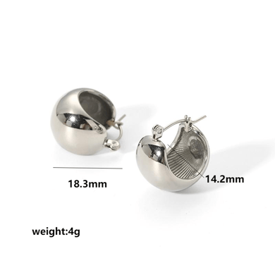 1 pair of simple classic 18k gold-plated stainless steel polished spherical earrings for women's jewelry for daily wear h5 Picture7