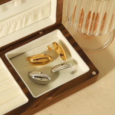 1 Paar kreative, klassische, glänzende, lange, ovale Ohrringe aus 18 Karat vergoldetem Edelstahl für Damenschmuck zum täglichen Tragen h5 Bild4