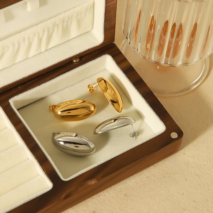1 Paar kreative, klassische, glänzende, lange, ovale Ohrringe aus 18 Karat vergoldetem Edelstahl für Damenschmuck zum täglichen Tragen Bild4