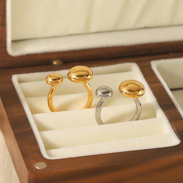 1 pièce de bague ouverte ronde géométrique en acier inoxydable plaqué or 18 carats, élégante et stylée, adaptée au port quotidien des femmes