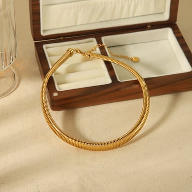 1 Paar personalisierte modische elastische Halskette aus 18 Karat vergoldetem Edelstahl für Damen, Schmuck für den Alltag h5 Bild3