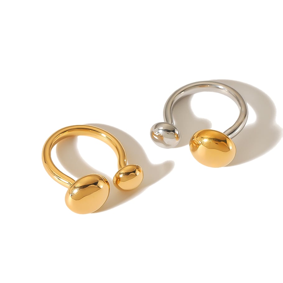 1 Stück stilvoller und eleganter geometrischer, runder, offener Ring aus 18 Karat vergoldetem Edelstahl, geeignet für den Alltag von Frauen Bild6