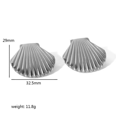 1 pair of creative and fashionable 18k gold-plated stainless steel geometric shell texture earrings for women for daily wear h5 Picture6