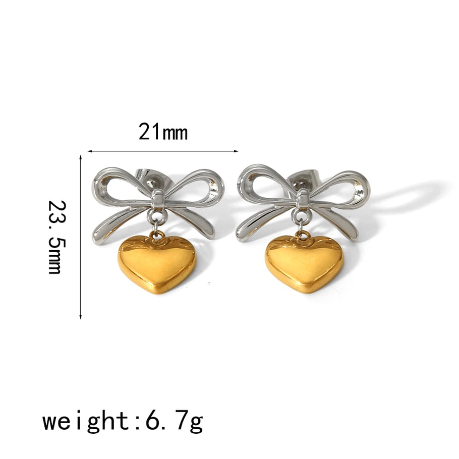 1 Paar kreative und modische Ohrringe mit Schleifenanhänger aus 18 Karat vergoldetem Edelstahl, farblich passend für Damenschmuck zum täglichen Tragen Bild8