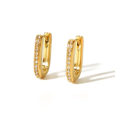 1 pair of simple and stylish 18k gold-plated stainless steel diamond rectangular hoop earrings for women's jewelry for daily wear h5 Picture7