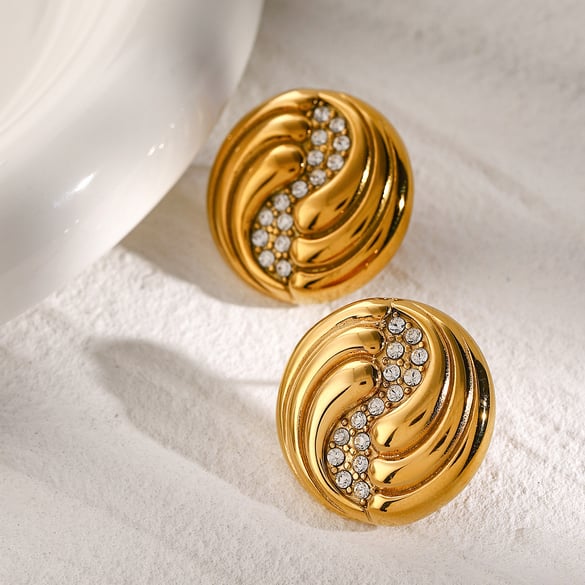 orecchini a goccia con diamanti/spirale in acciaio inossidabile in stile ins 18k in oro articoli più venduti su Amazon independent station in Europa e America 2