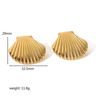 1 pair of creative and fashionable 18k gold-plated stainless steel geometric shell texture earrings for women for daily wear h5 Picture5