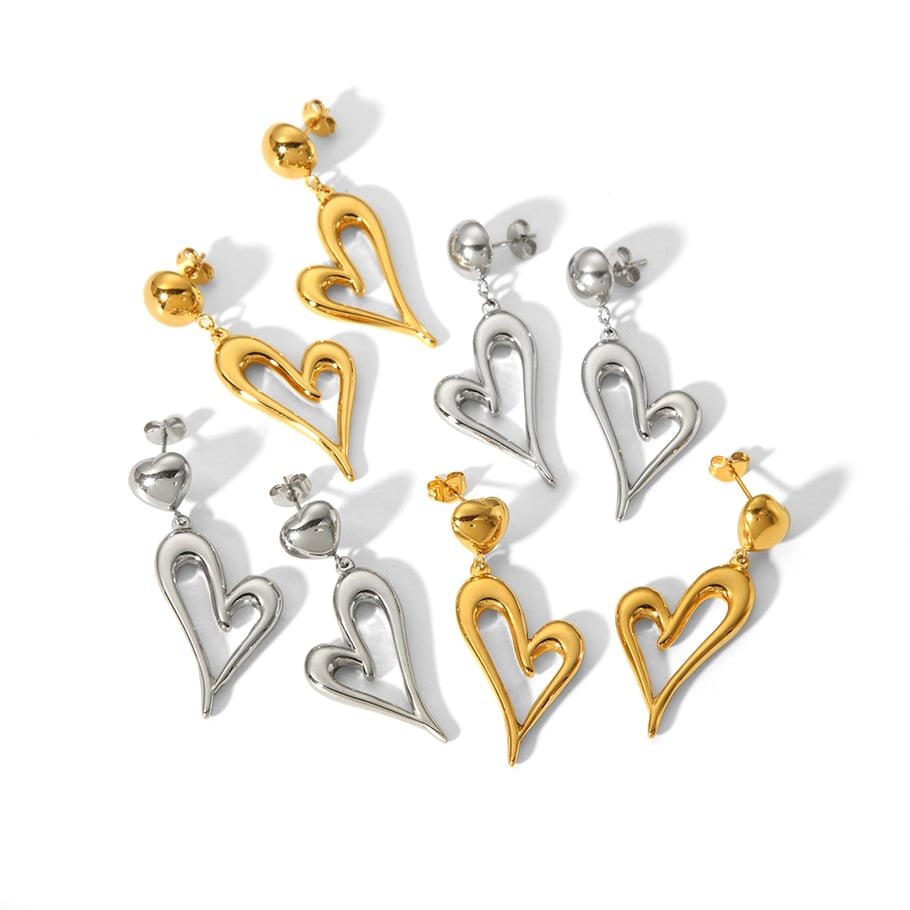 1 pair of personalized fashion 18k gold-plated stainless steel love pendant earrings suitable for women's daily wear Picture3