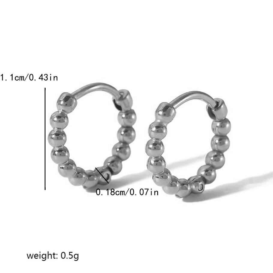 1 pair of simple and fashionable 19k gold-plated stainless steel round bead earrings for women for daily wear Picture6