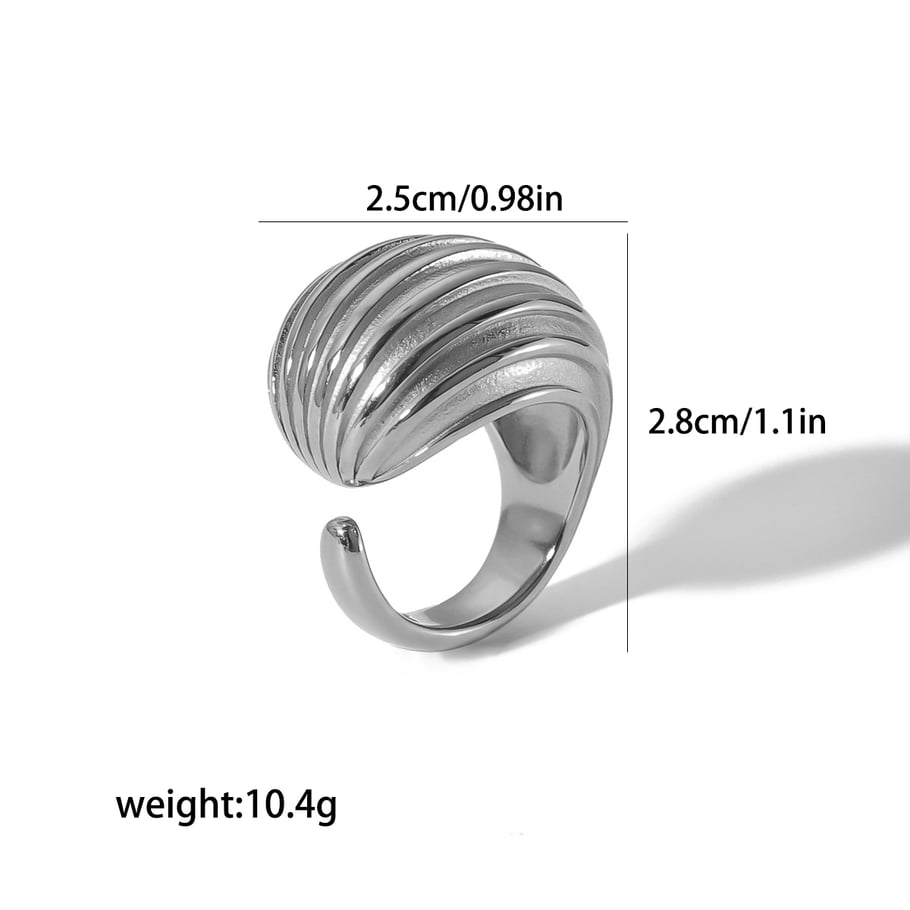 1 piece of exaggerated fashion 18k gold-plated stainless steel metal stripe open ring for women's jewelry for daily wear Picture7