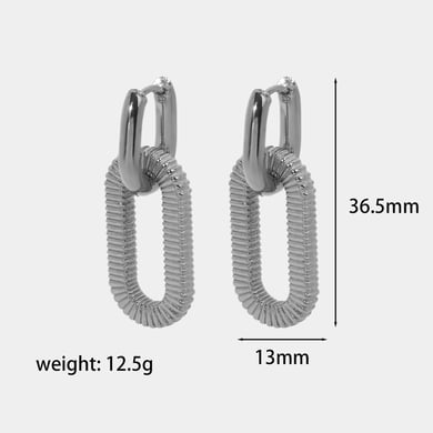 1 pair of creative and fashionable 18k gold-plated stainless steel geometric thread rectangular earrings for women for daily wear h5 Picture7